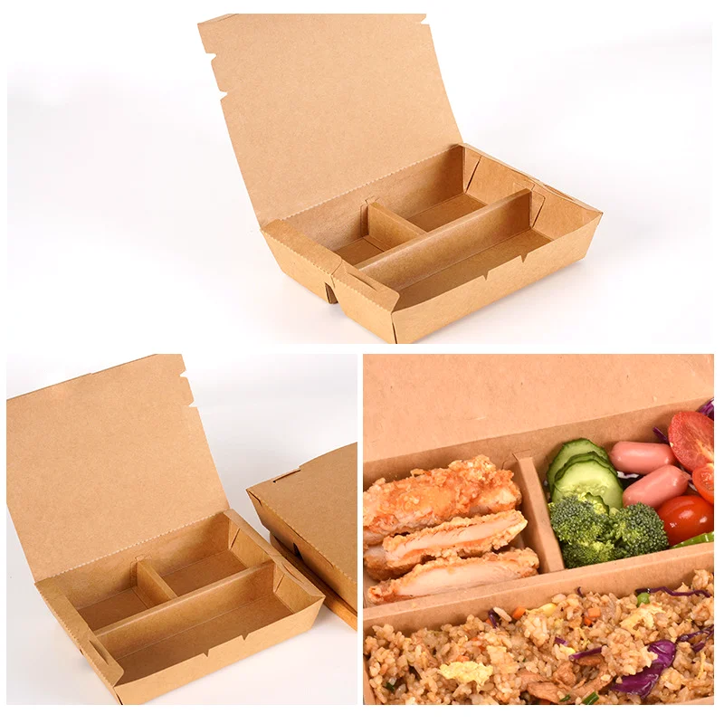 Biodegradable Custom Catering Food Boxes Recycled Paper Food Packaging Take Out Fast Food Packaging Paper Boxes