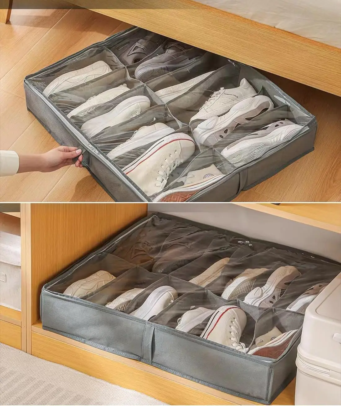 Folding Underbed Bag Organizer Household Compartment Storage Box Collapsible Clothing Organizer Shoe Storage