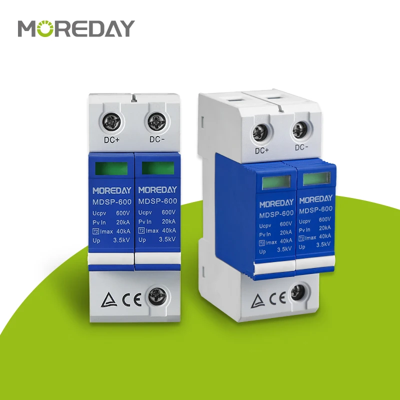 MOREDAY Spd for Solar Photovoltaic Surge Arrester Protection Brand Factory 40ka Dc Pv Power 2p 800v 1000v 40 20 3P 600V MDSP-600