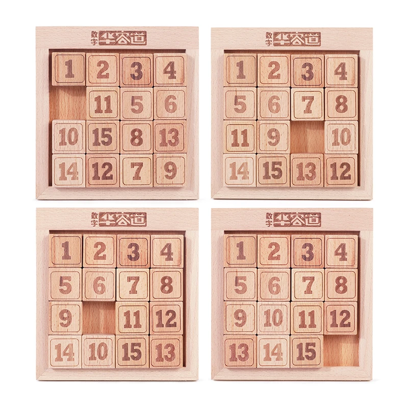 Huarong Road Sliding Jigsaw Puzzle Wooden Digital Logic Mathematics Training Toy Kids 2-4 Years Montessori DIY Plastic Perfect