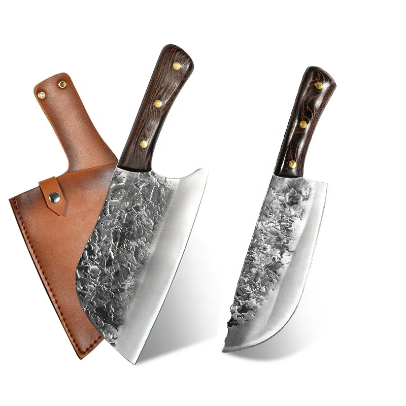 Full Tang Serbian knife Handmade Chef Knife Clad Forged Steel Cleaver Slicing Butcher Kitchen Knives Chinese Chopper Cutting