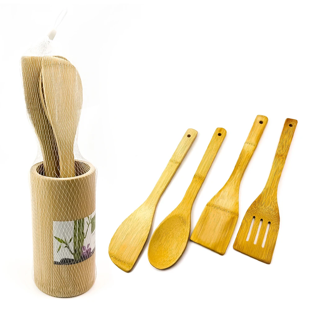 5 Pieces wooden home kitchen Warming Presents Heat Resistant for Non Stick kitchen bamboo spoon spatula set