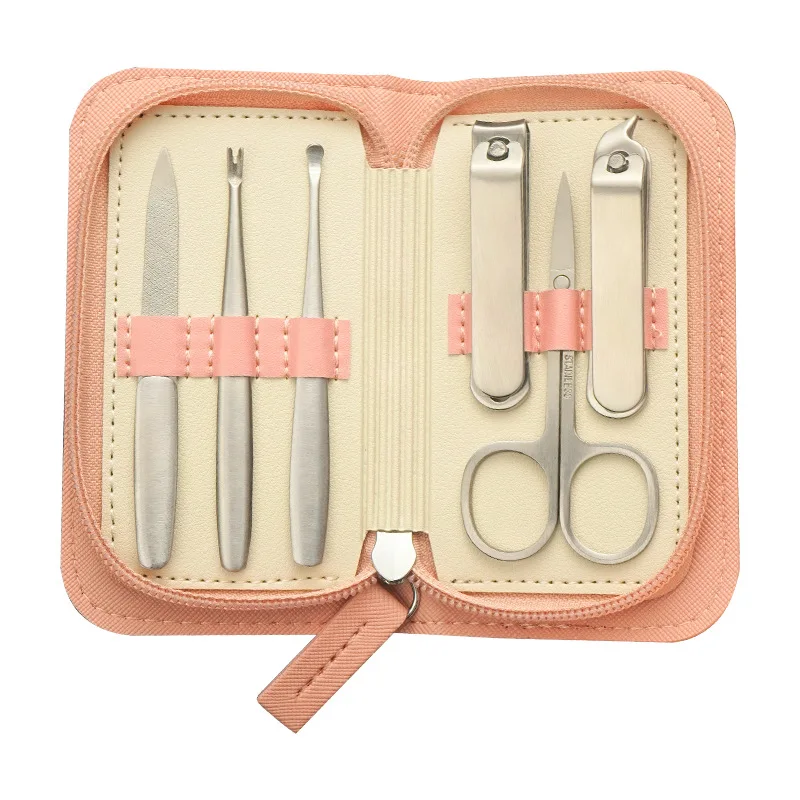 Professional 6 Pieces Manicure Pedicure Kit Nail Clippers Set Personal Care Tools Travel Stainless Steel Nail Clipper with Case