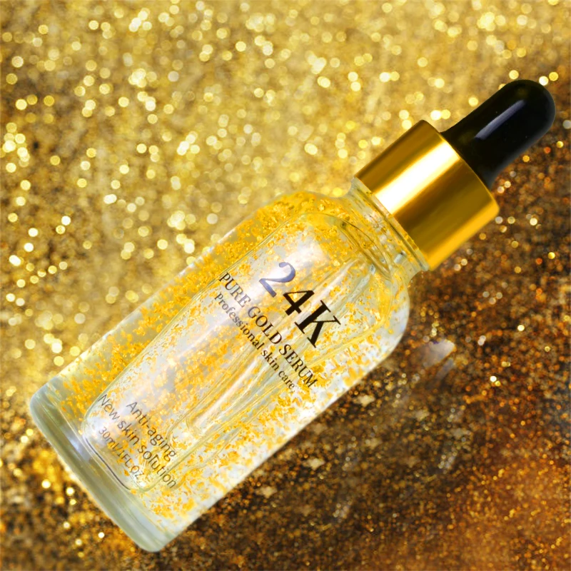 Custom Logo 24K Gold Face Serum 30ml Soin De La Peau Skin Moisturizing Brightening Face Essence Sueros Faciales Skin Care Serum