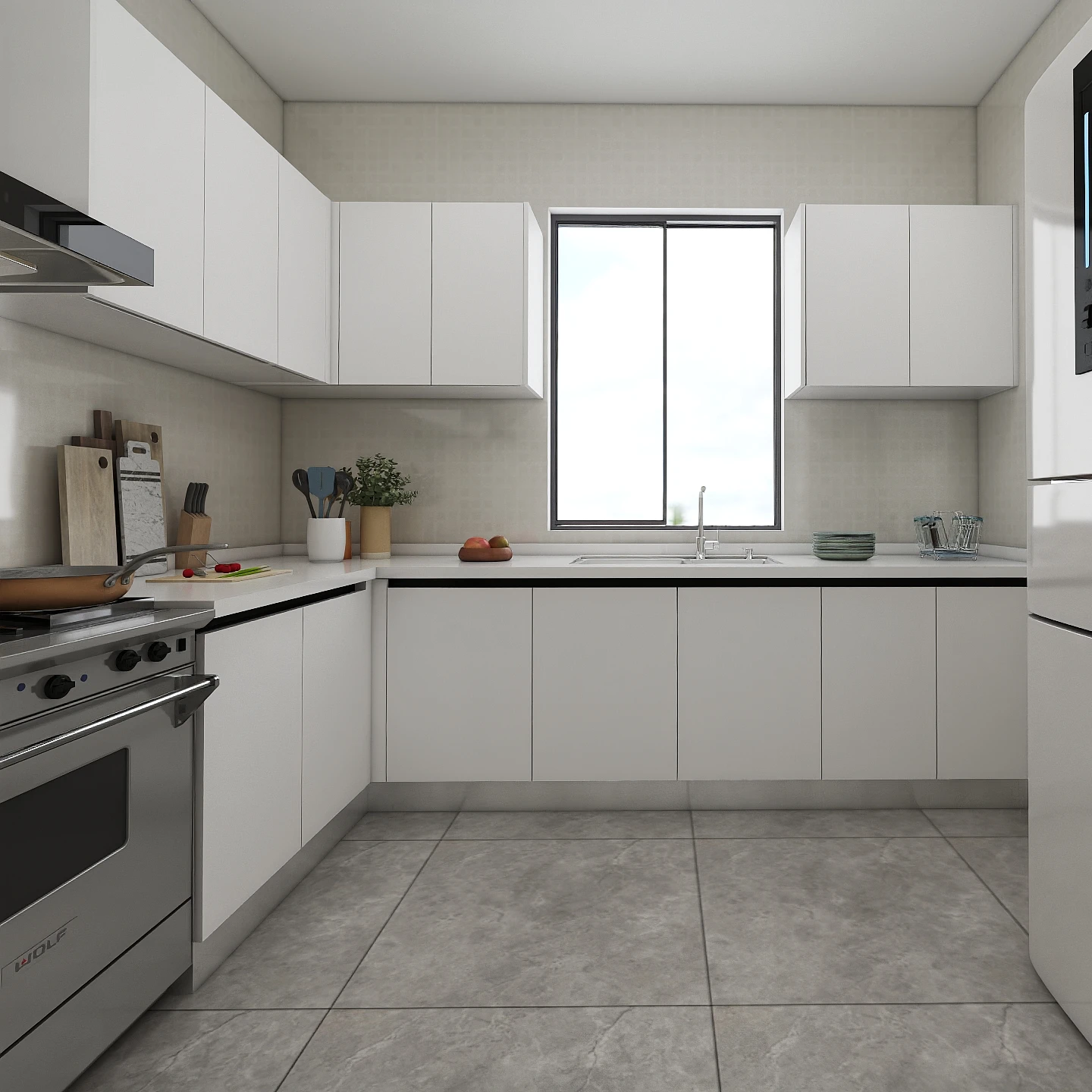 Modern Italian White High Glossy Lacquer Kitchen Cabinets For Home Furniture