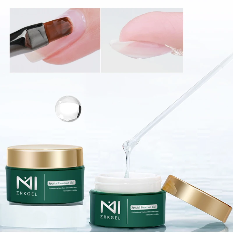 ZRKGEL Long lasting Clear Hard Gel for Nails Builder construction Gel Strengthen Nail for Starter DIY Nail Art Manicure