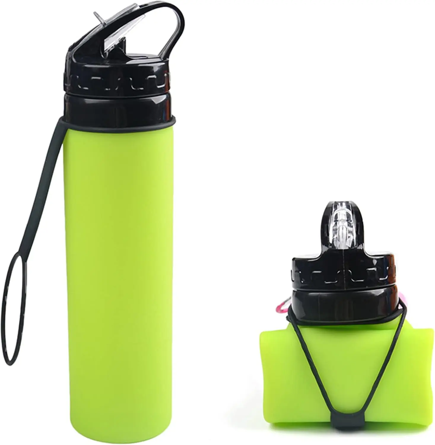 Custom 600ml Folding Silicone Water Bottle for Kids - Travel, School & Camping Ready!