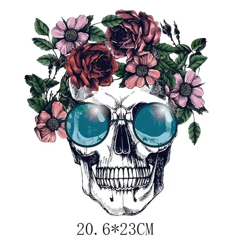 Iron On DTF Digital Heat Press Printed Labels Services Custom Skull Logo HTV Plastisol Thermal Transfer Printing Stickers