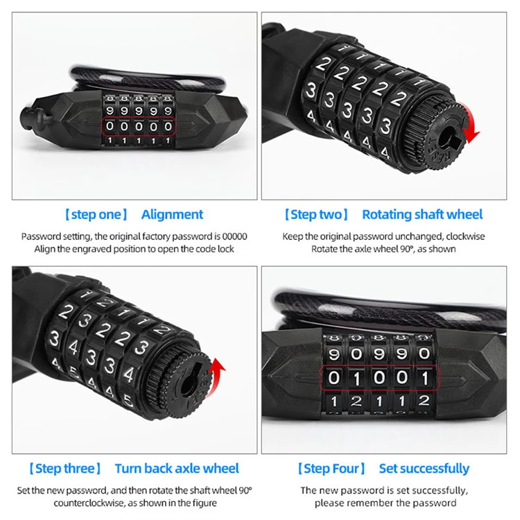 Keyless Lock Combination Chain Bicycle Cable Universal Protective Bike Lock