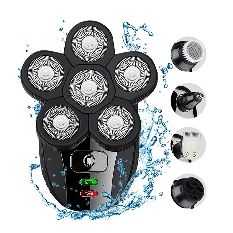 OEM custom logo waterproof 4D floating 6 heads usb mini trim electric face shaver men