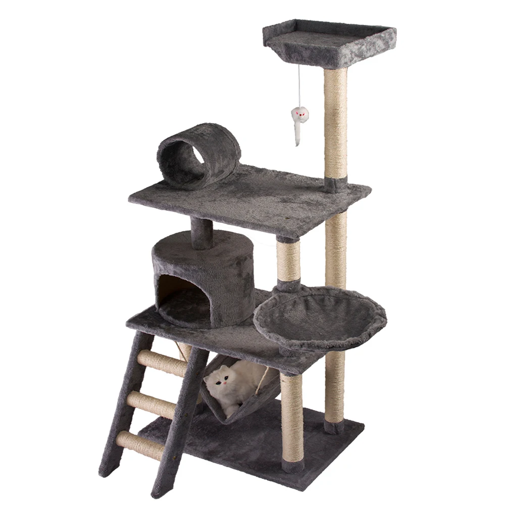 Large Design Luxurious Sisal Oem Wooden Manufacturer Customized Furniture Pet Cat Tower Bucket Condo Tree House Cat Tree