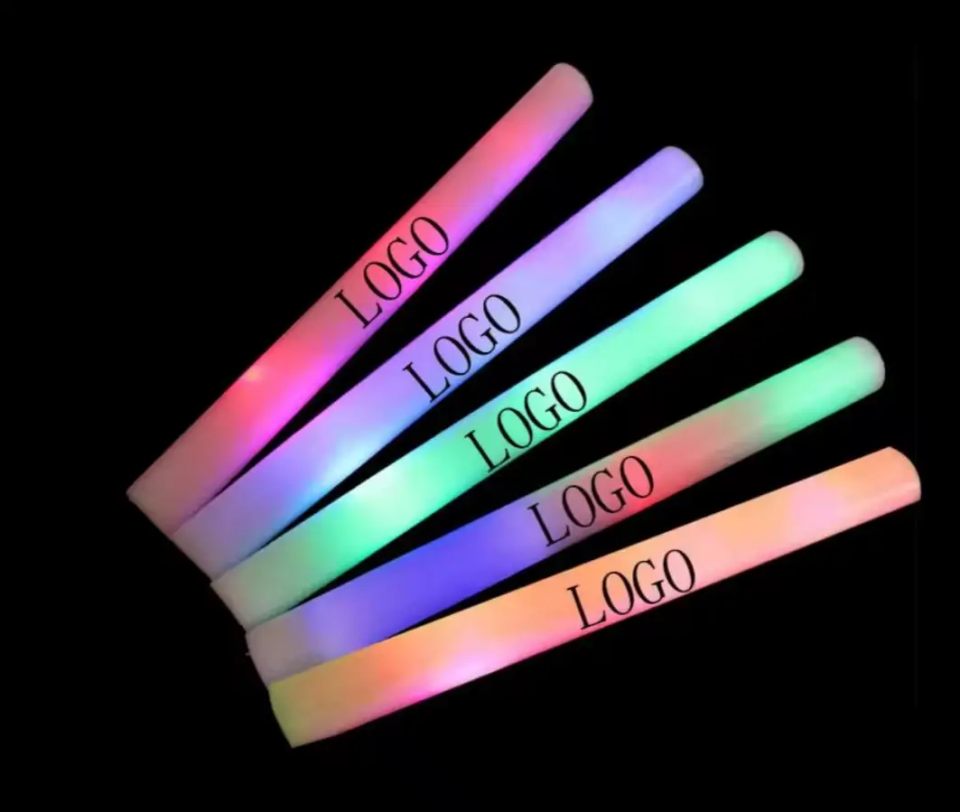 Wholesales Custom Logo LED Light Up Foam Sticks Concert Party Glow Wands Birthday Christmas Halloween Birthday Decorations