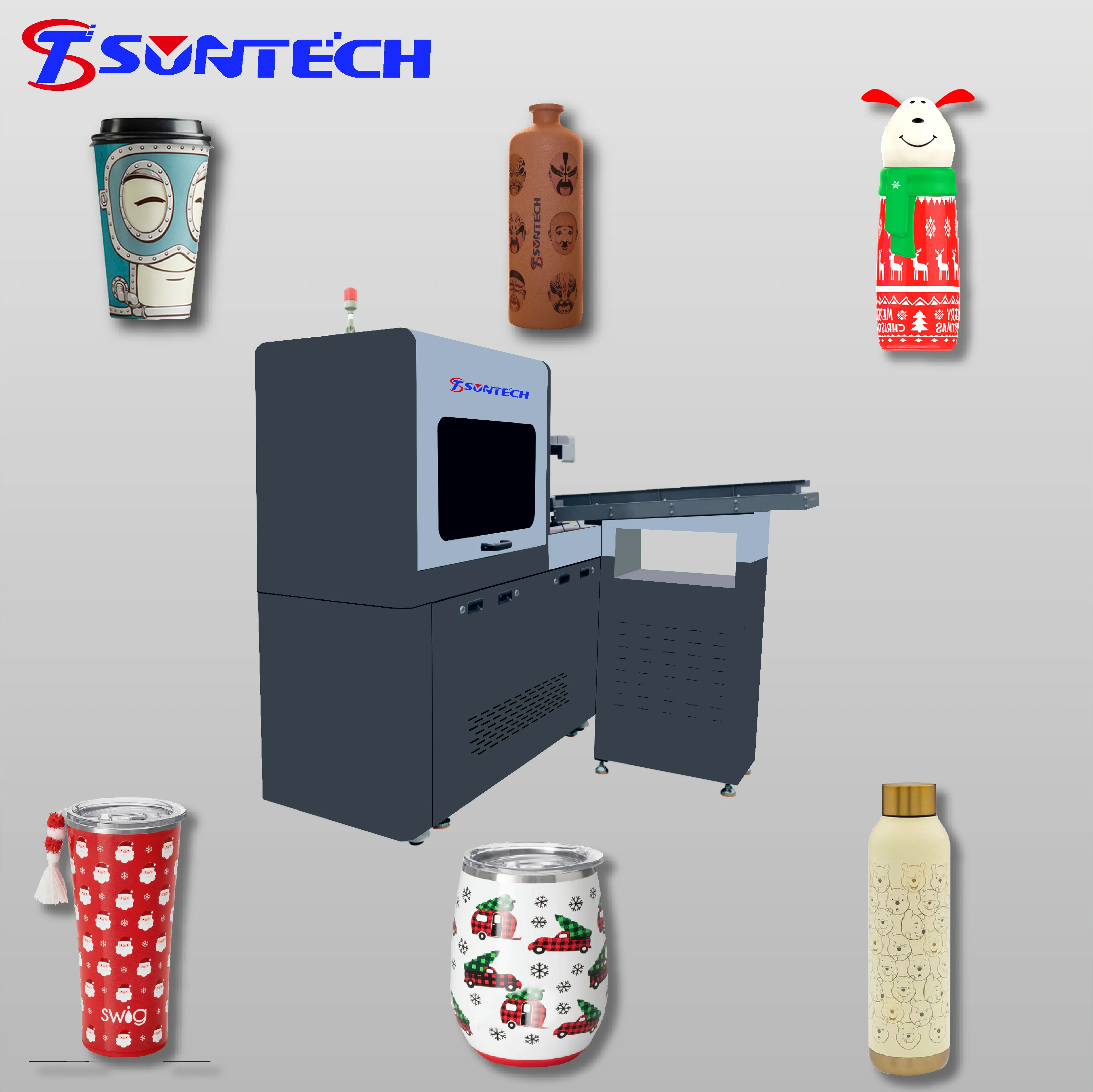 Suntech Semi-automatic high speed bottle label printer, professional cylinder printer