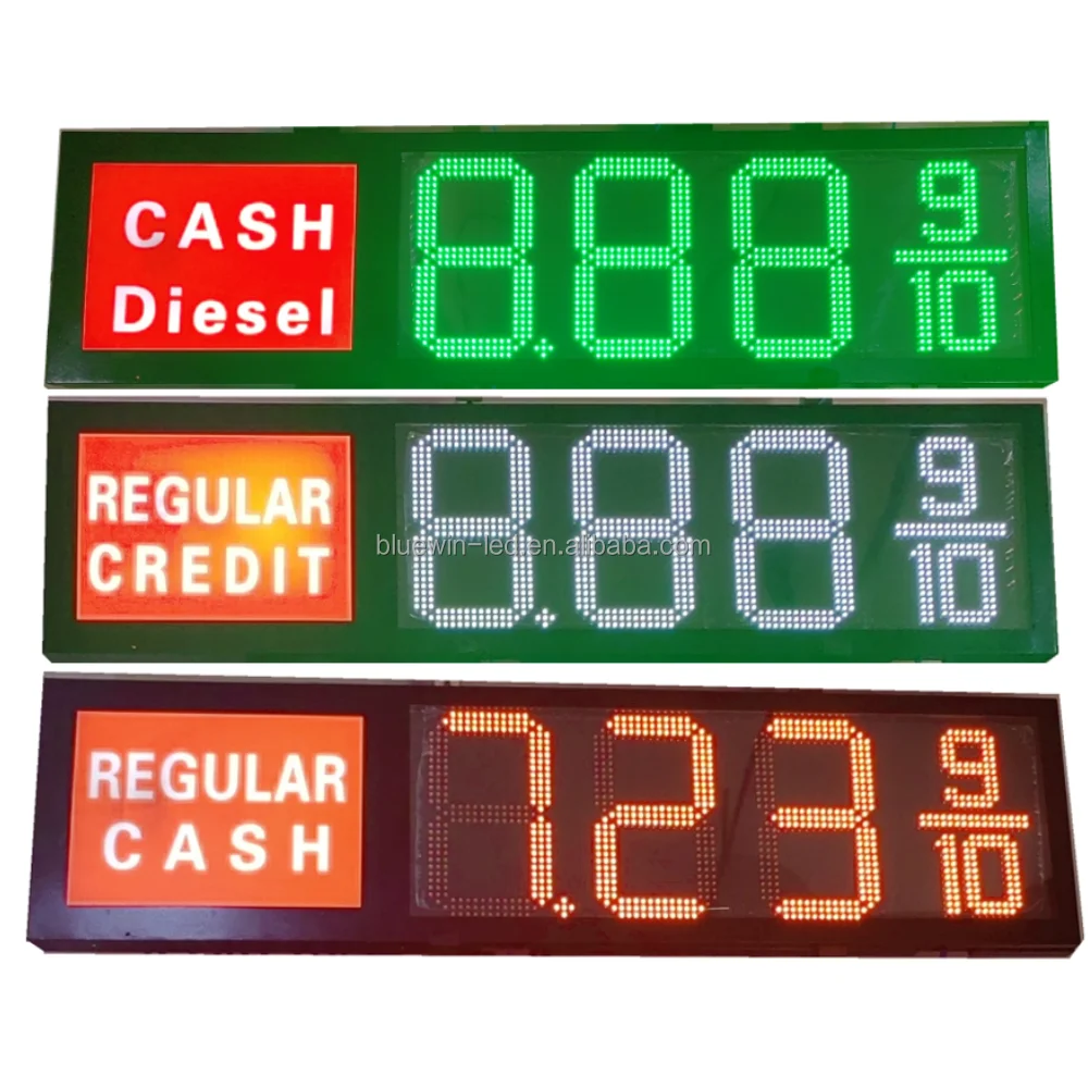 Gas station LED red green digital display 888 9/10 custom production 8-24inch