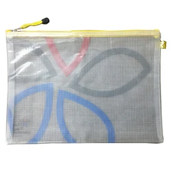 Custom Logo 0.4 Grid Mesh Clear Pvc A3 A5 B4 B5 Zipper File Bag Zipper Card Slot Transparent Document Bag for School Office