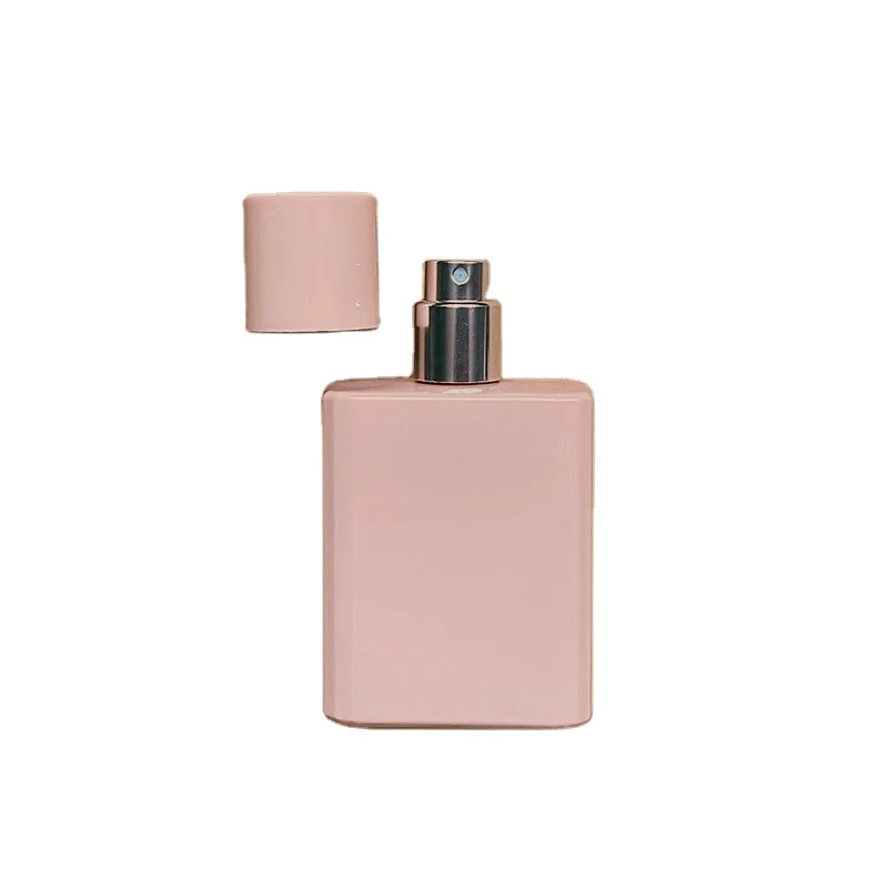 Women Perfume Packaging Rectangle 50ml Pink Glass Perfume Glass Bottle