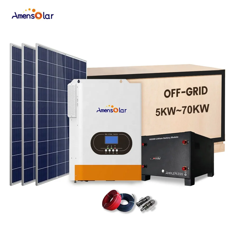 Комплект солнечной панели Amensolar 15 кВт 20 гибридный автономный инвертор низковольтная литиевая батарея 10 5 домашние системы