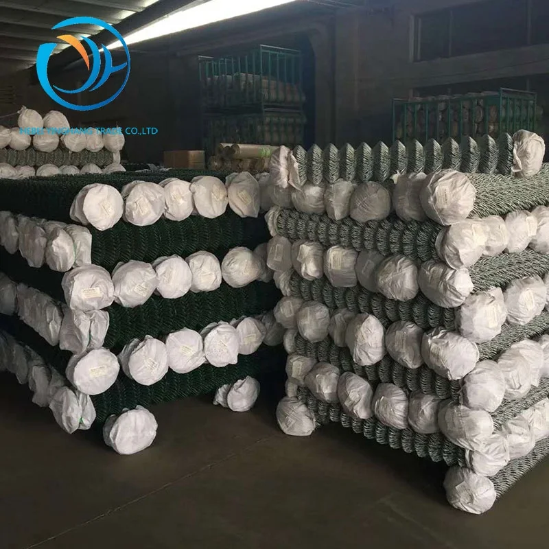 high quality 9 gauge x 2 inch chain link fence fabric PVC coated  diamond wire mesh