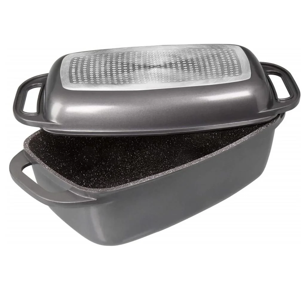 TMAI Copper square Kitchen Cooking Die Cast Aluminum Fish Non Stick Roasting Pan