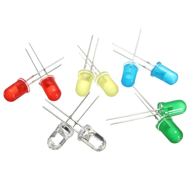 300Pcs DIY LEDs Set 3mm 5mm LED Light LED Diode Kit White Yellow Red Green Blue Assorted Kit 3V 20mA DIY Lights Kits Bulb Lamp