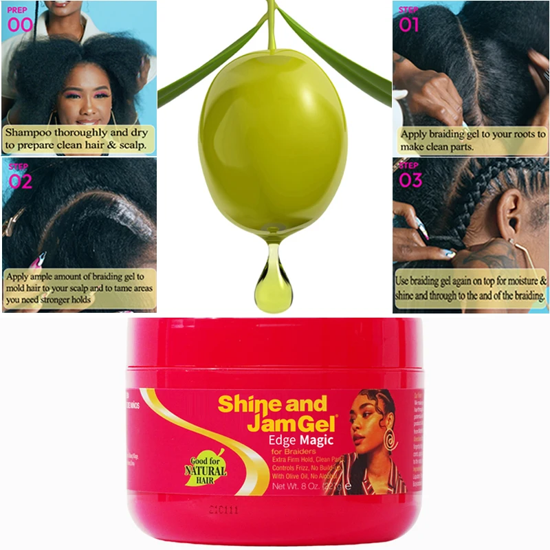 New Arrivals Vegan Red Shine And Jam 16 oz Wholesale Shine Brainding Gel For Curly Wavy Natural Hair