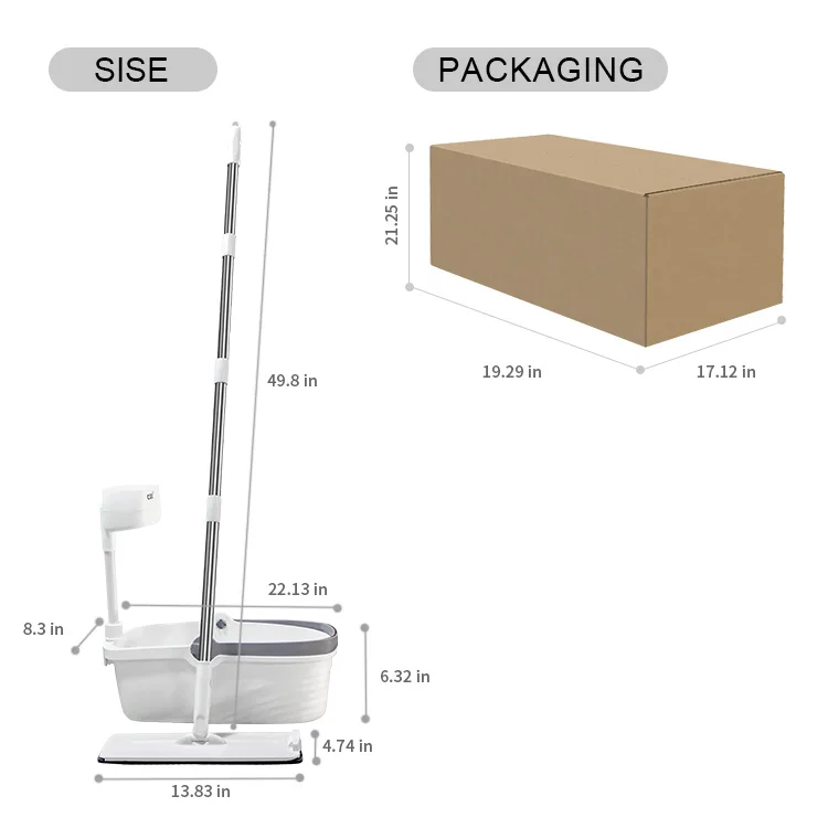 Microfiber Home Floor Cleaning System Wet and Dry with Longer Handle Flat Mop Open Type Bucket  Wringer Set