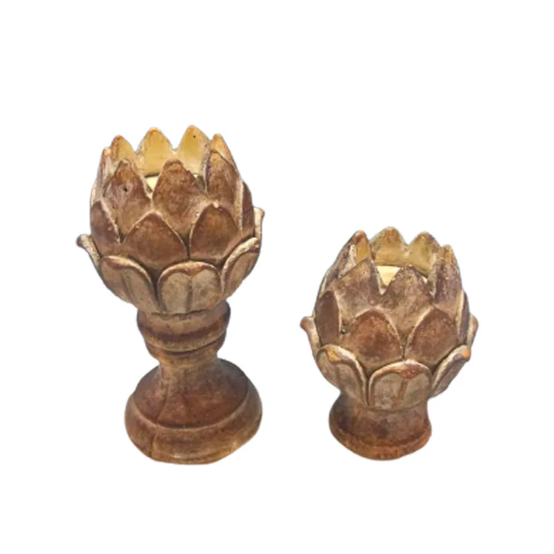 JC44 Lotus Cement Candle Stand Wedding Candlestick Concrete Candle Holder Church Candle Stand Factory Wholesale