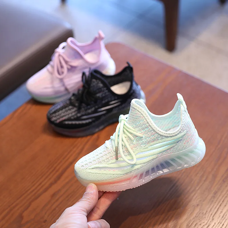 Новый дизайн, Весенняя легкая кожаная черная спортивная детская обувь для девочек и мальчиков, детские кроссовки