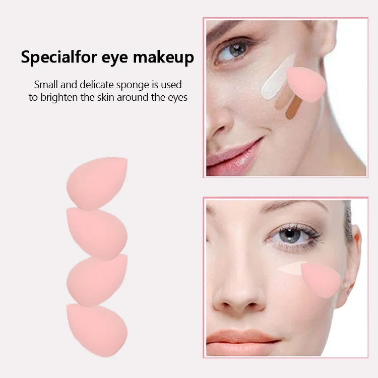 Custom Gradient Color Pink 3Pcs Mini Soft Makeup Blender Sponge Set With Pvc Box For Blending Foundation Cream And Powder