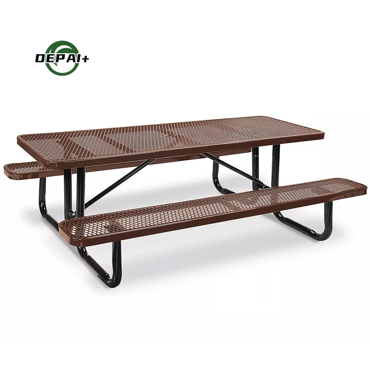 Outdoor Furniture 6ft 8ft Rectangular Steel Picnic Tables for Street Side