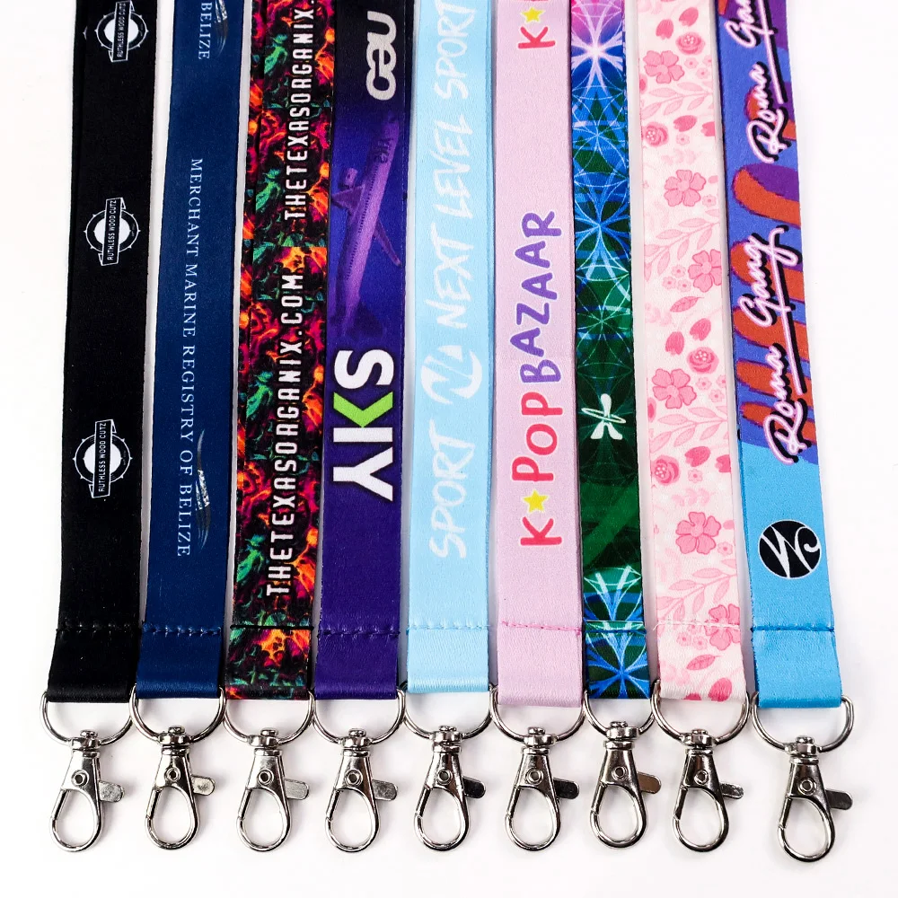 Customised promotional screen printed neck lanyards printing custom logo sublimation polyester anime lanyard with logo custom