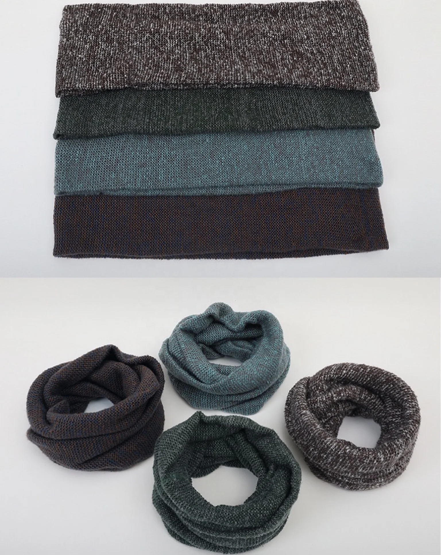 
Top selling ladies fashion warm winter scarf two tones color plain circle loop scarf knitted wool infinity snood scarf 