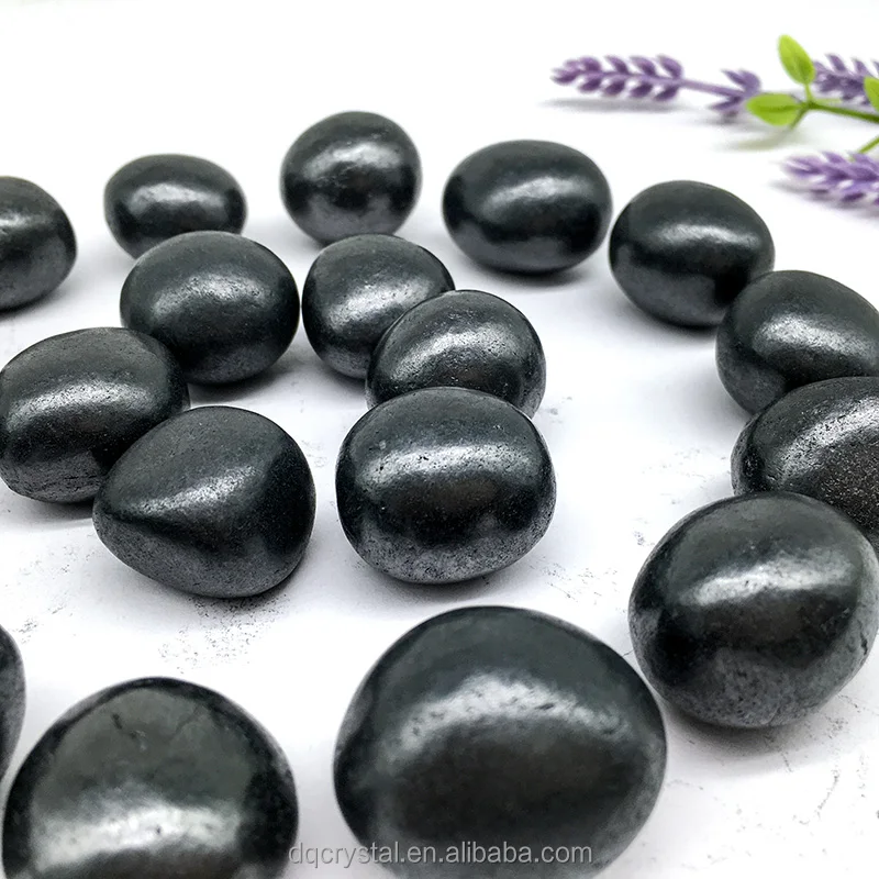 Wholesale Polished Round stone shungite Tumbled crystal  gemstone for fengshui home decoration