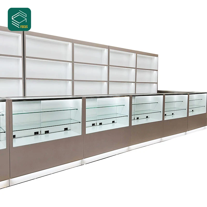 Factory Wooden Tobacco Shop Display Wall Case Glass Cabinet Cigar Display Cabinet Glass Smoke Display