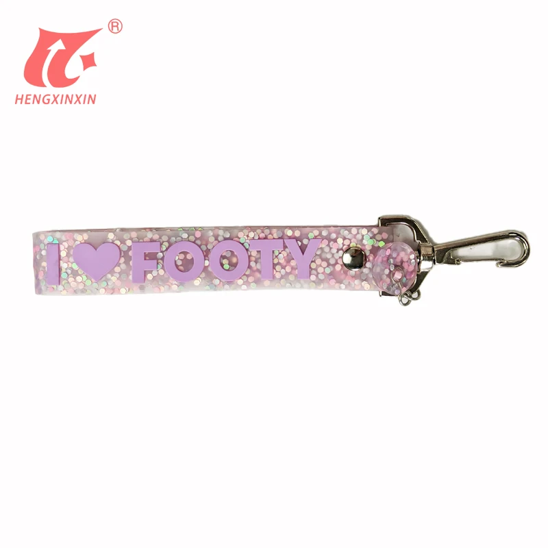 Customized PVC soft plastic key ring solid color pendant key chain belt leather rope accessories printing drop plastic