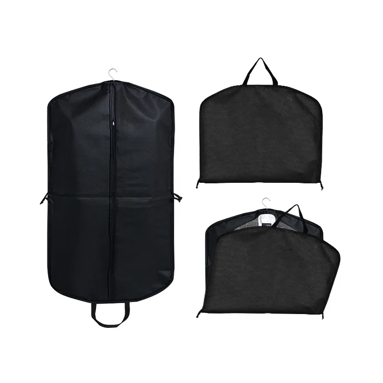 Wholesale Hot Sale Print Logo Foldable Suit Non Woven Garment Bag Garment Storage Bags with Zipper for Suits Organizer Shop
