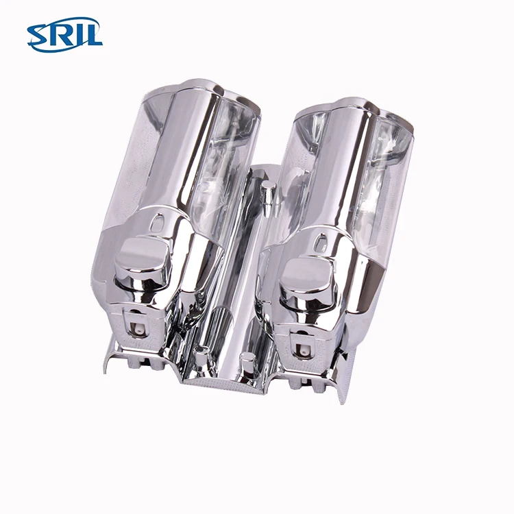 chrome design double ABS plastic wall mounted liquid soap dispenser for hotel bathroom Professional Hotel