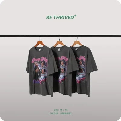 BE127 Drop Shopping 2021 spring and summer old printed short-sleeved hip-hop high street T-shirt for men and women