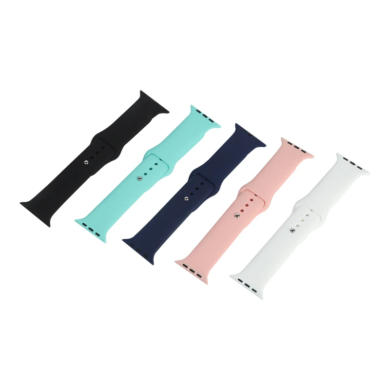 For i Watch Series 6/5/4/3/2/1 Wristband, 38mm 42mm Rubber Silicone Bracelet Sport Watch Strap Band For Apple Watch
