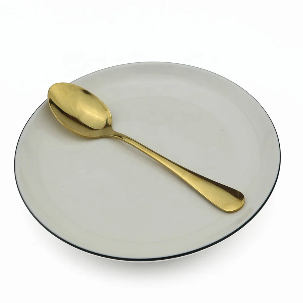 Silverware Colorful Black Salad Dessert Scoop Set Stainless Steel Black Set Rice Soup Spoon Cutlery Teaspoon Dinnerware