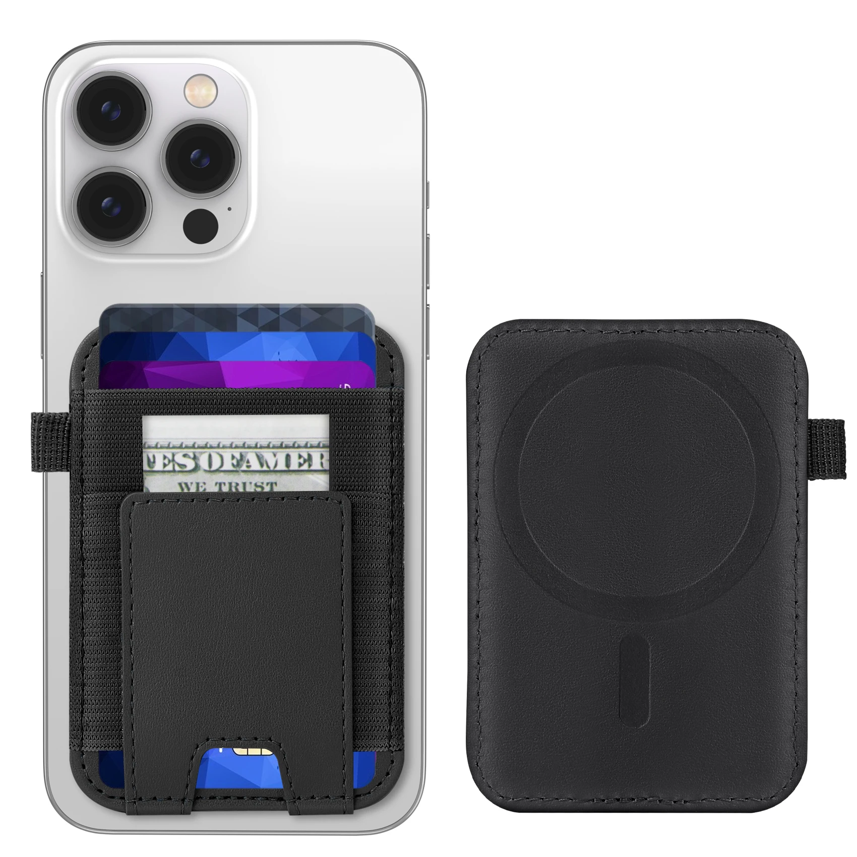 Best Sellers  Magnetic Mobile Phone Card Bag Sleeve PU Magnets for Cellphone and Wallet with pockets