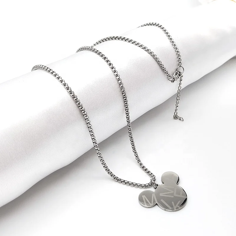 Ziming New Designed European And American Hip Pop Hot Sale Titanium Steel Mouse Ears Necklace Stainless Steel Chain Necklace