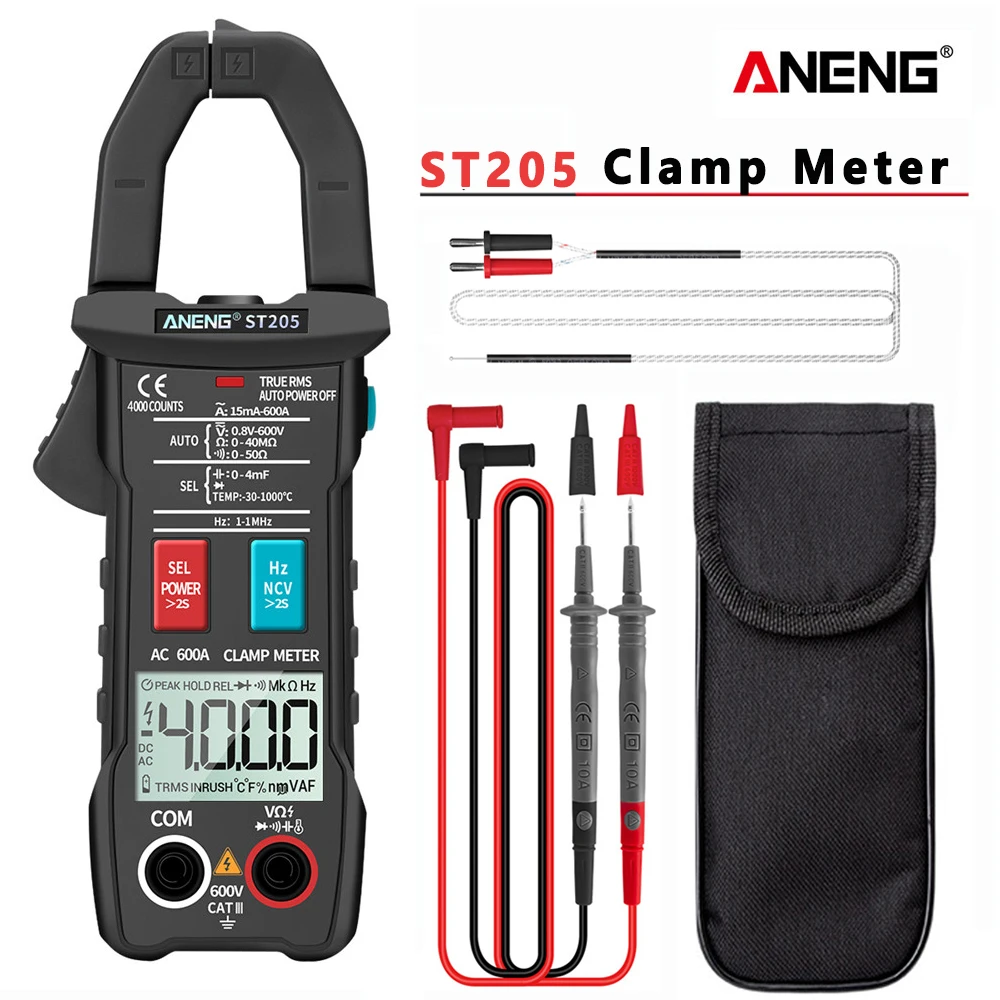 ANENG ST205 Digital Clamp Meter Analog Multimeter Current Clamp DC/AC Intelligent AUTO range meter with temperature tester