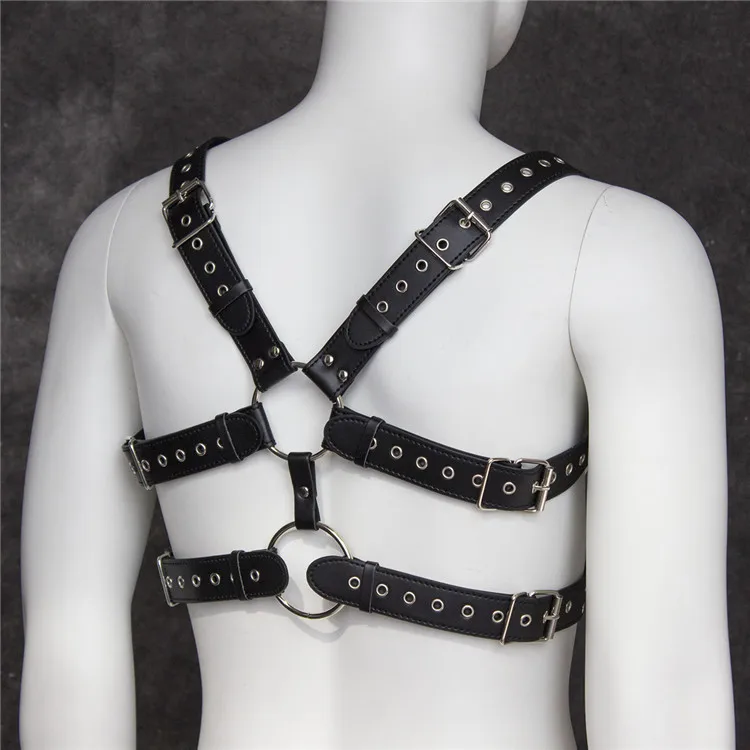 Fetish Gay BDSM Leather Chest Harness Men Adjustable Sexual Body Bondage Cage Harness Belts Gay Clothing for Adult Sex