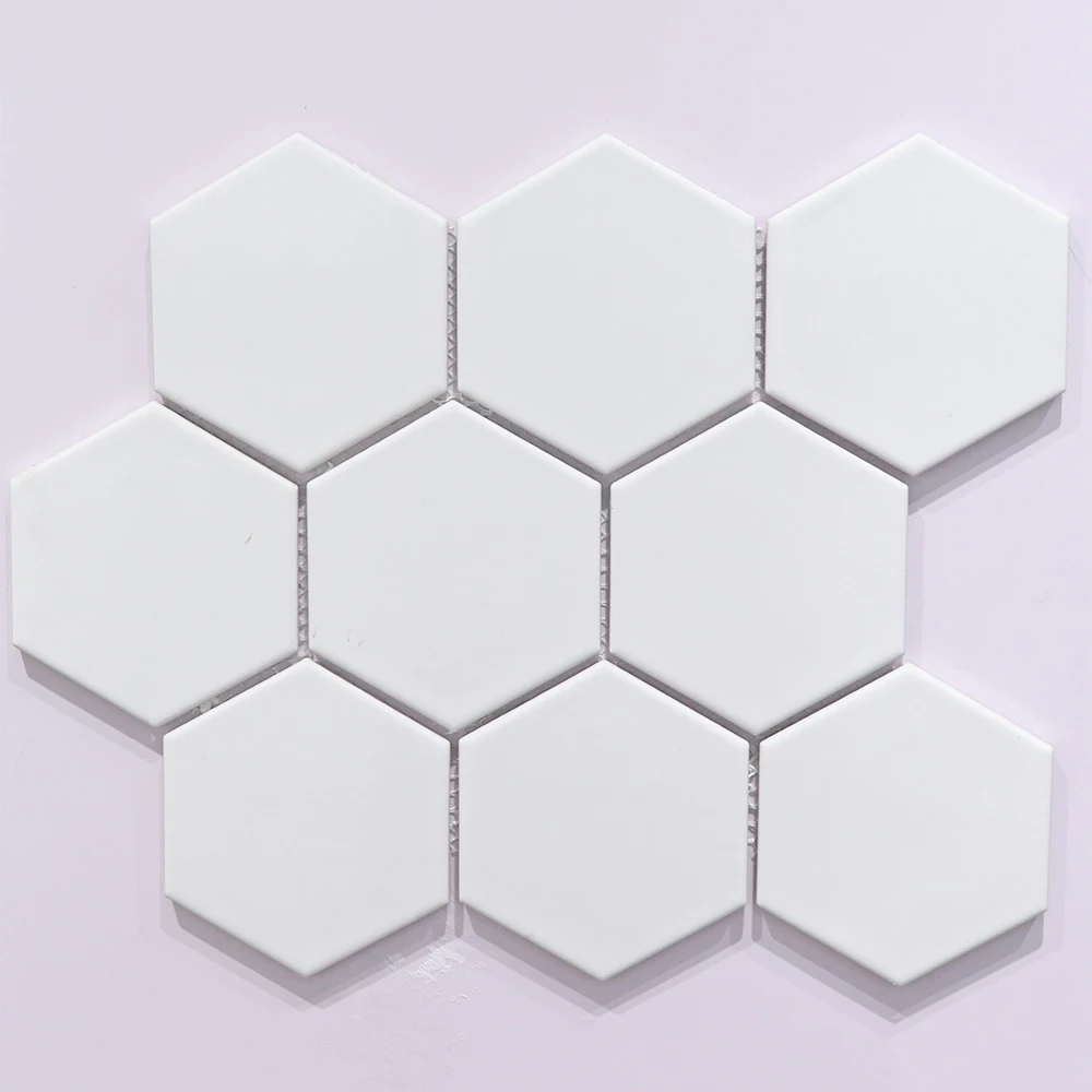 Cheap price Black hexagon shape gloss or matte surface ceramic mosaic tile for kitchen backsplash