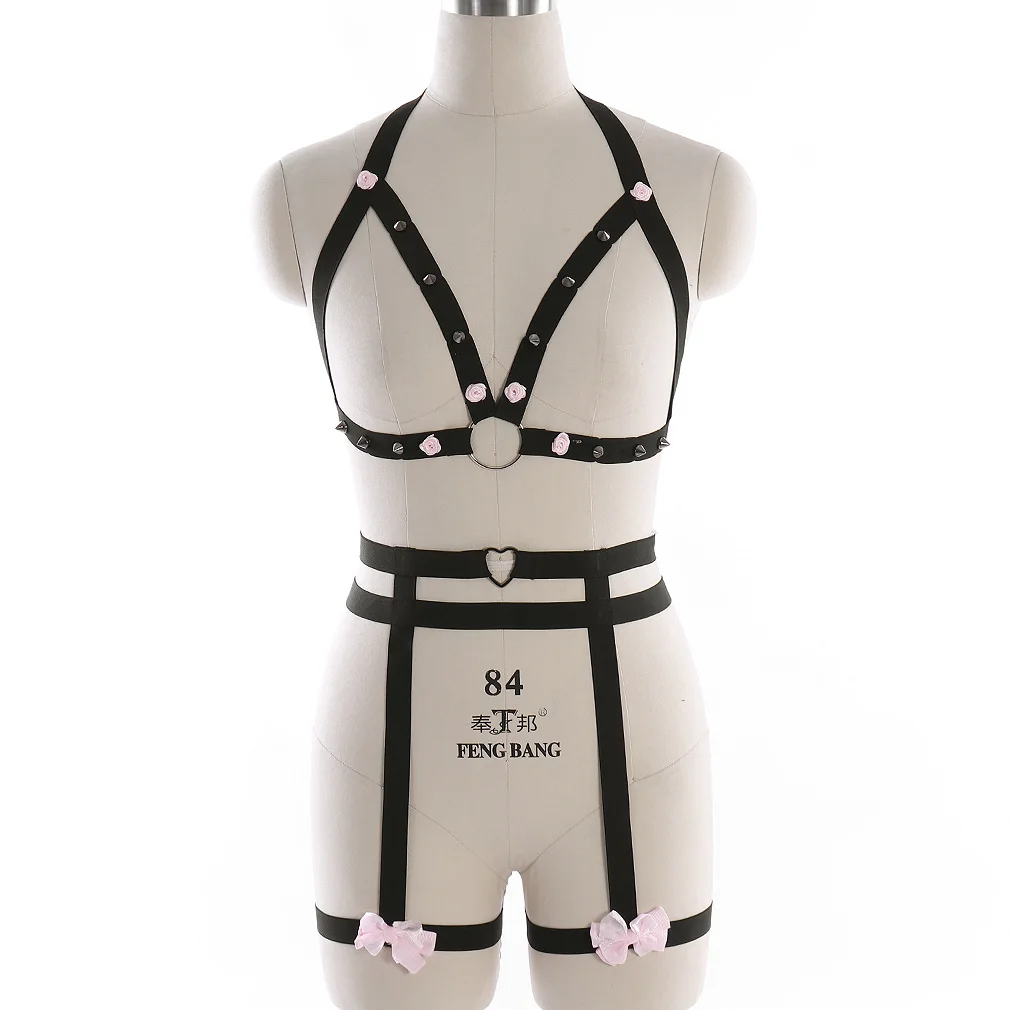 Rave Sexy Bondage Lingerie Set Harajuku BODY HARNESS Fetish Pole Dance Dress Goth Elastic Women Harness Sexy Animal Game