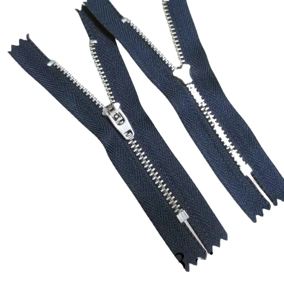 Ss 304 Close End Zip Pulls Jeans Nylon Sustainable Zippers Sliver Teeth Metal Zipper No3 Zip Stainless Steel with Gold for Shoes