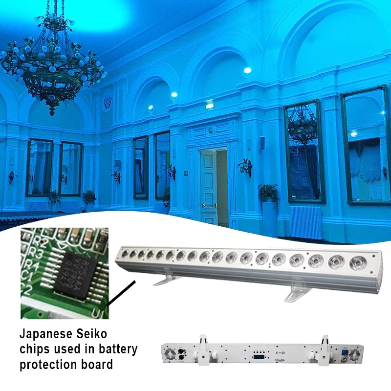 Grace 18*18w 6in1 Wireless Battery Wall Wash RgbwaUv LED Wall Washer