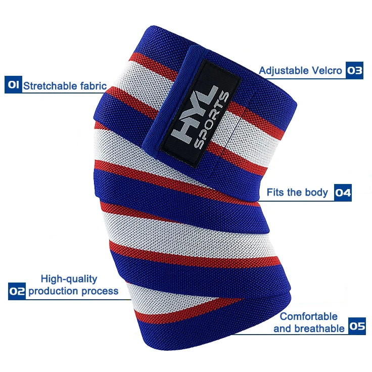 Custom Compression Powerlifting Knee Brace Wraps  Fitness Weightlifting Knee Wraps