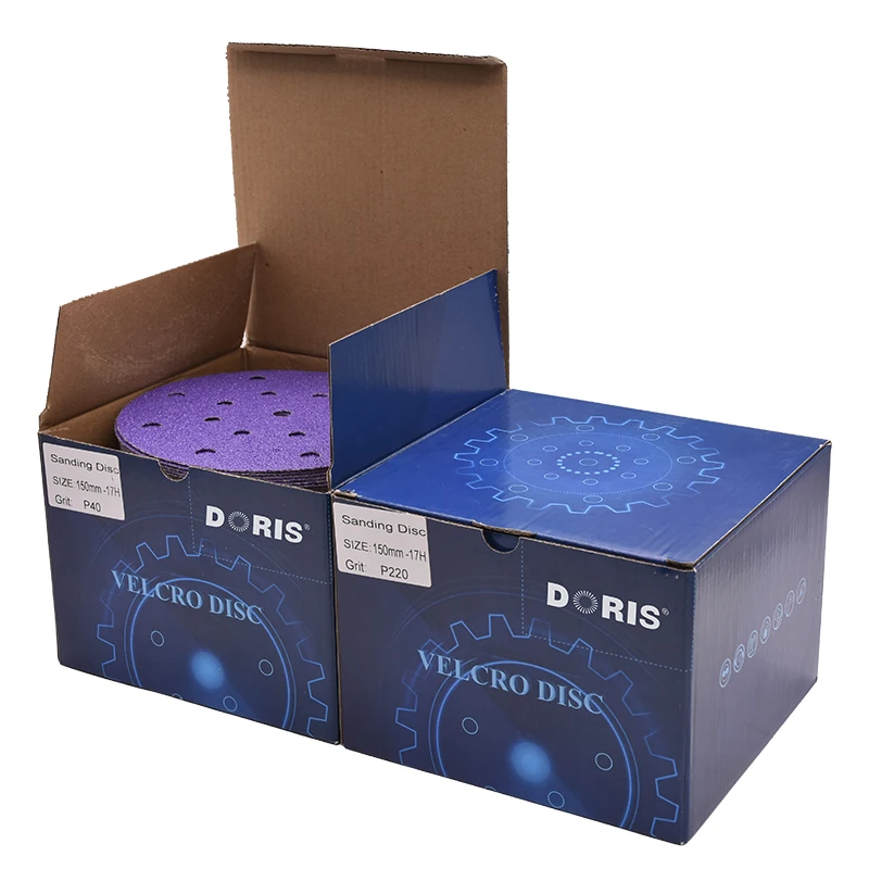 DORIS Purple 150mm Ceramic Hook and Loop Sanding Disc Round Velcro Disc Sandpaper Disc for Removal and Resurfacing Multi Holes